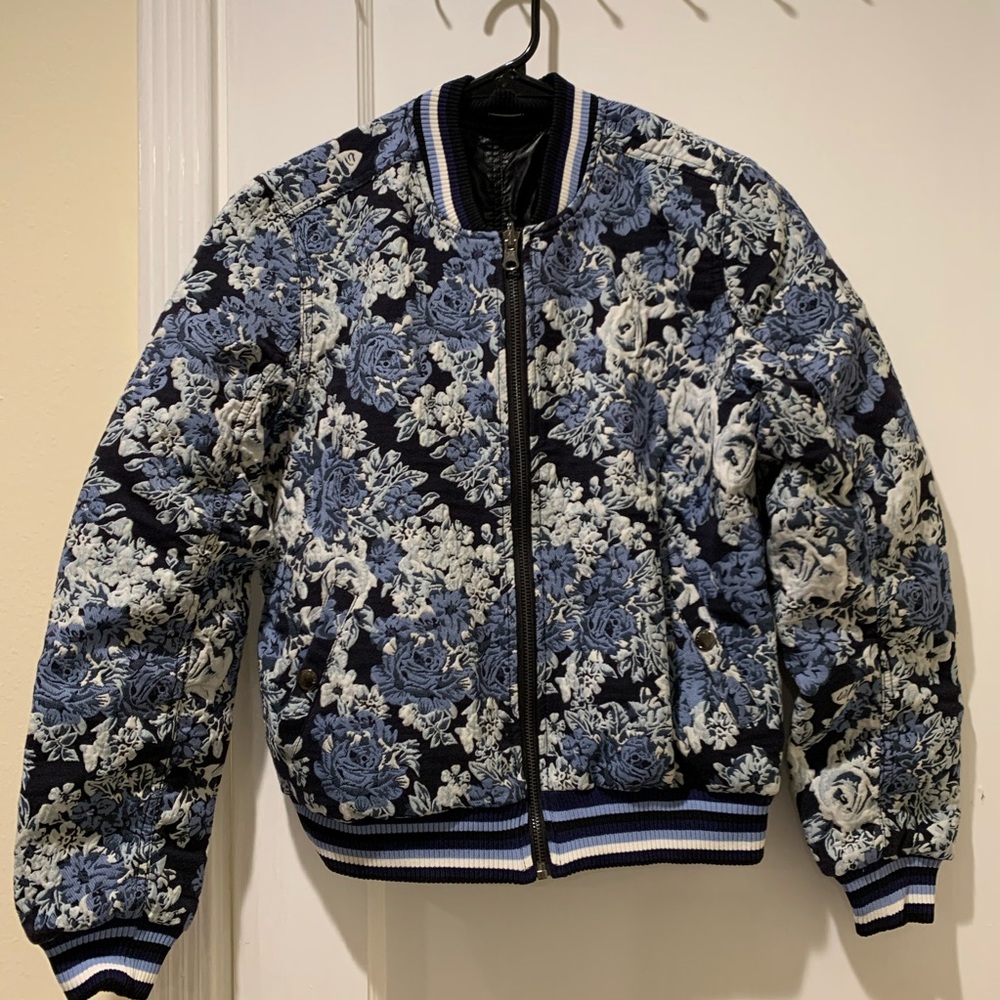 Embroider/PU leather Reversible bomber jacket